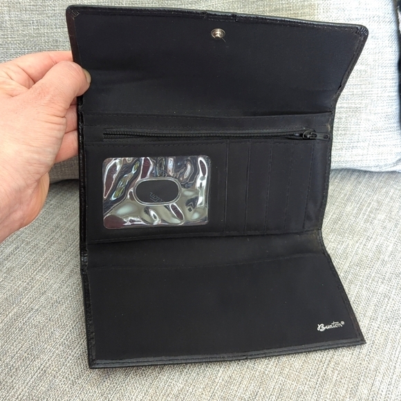 BUXTON Genuine Leather Vintage Minimalist Black Wallet w Kiss Lock Change Pouch - Picture 9 of 16